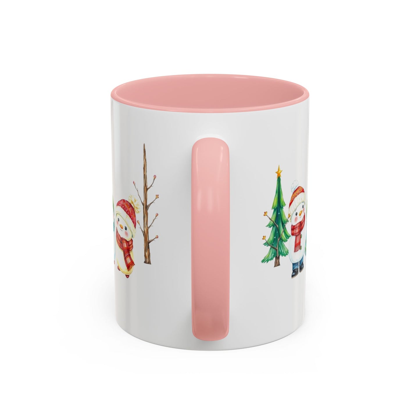 Christmas Snowman Mug — Cute Holiday Coffee Cup with Festive Tree & Snowmen (11/15oz)