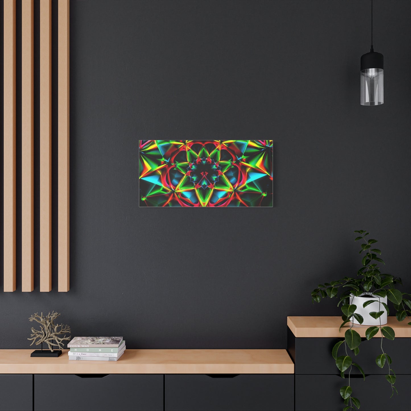 Kaleidoscope Neon Mandala Matte Canvas Wall Art
