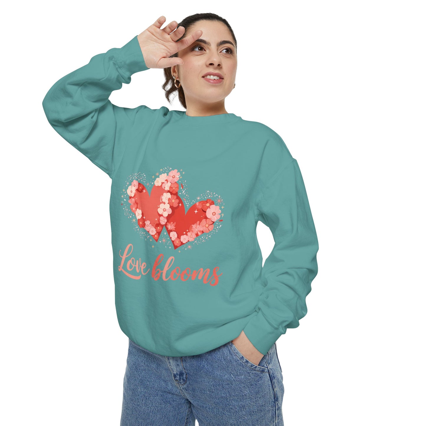 Love Blooms Heart Sweatshirt — Floral Valentine Pullover