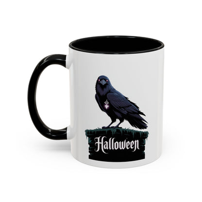 Halloween Raven Coffee Mug, Black Accent Mug, Spooky Drinkware, Unique Gift for Fall, Coffee Lover's Halloween Décor
