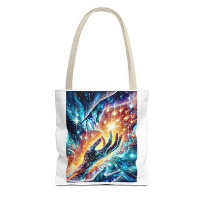 Cosmic Hands Tote Bag — Vibrant Galaxy Art Tote for Everyday, Beach & Gifts