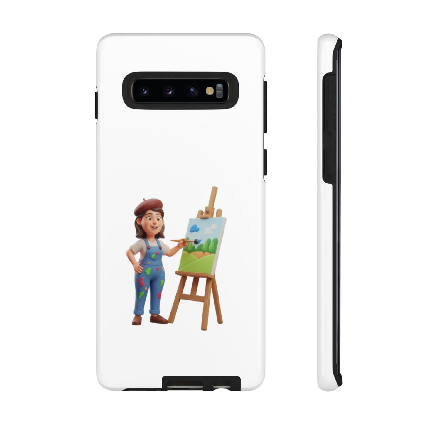 Samsung Handyhülle mit Künstlermotiv – Schutzhülle mit niedlicher Illustration einer Malerin