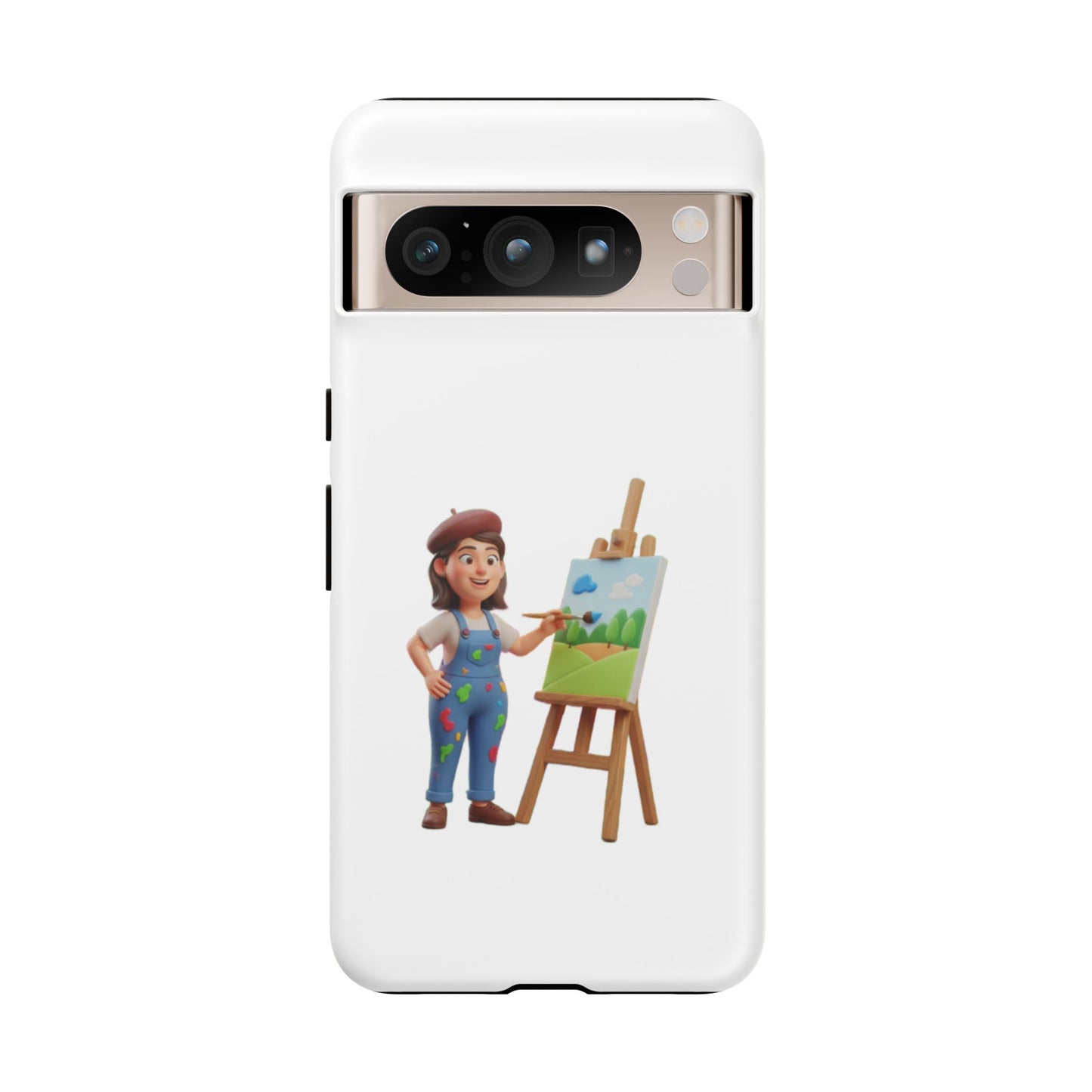 Google Artist Painting Phone Case — Cute Female Painter Illustration Phone Cover