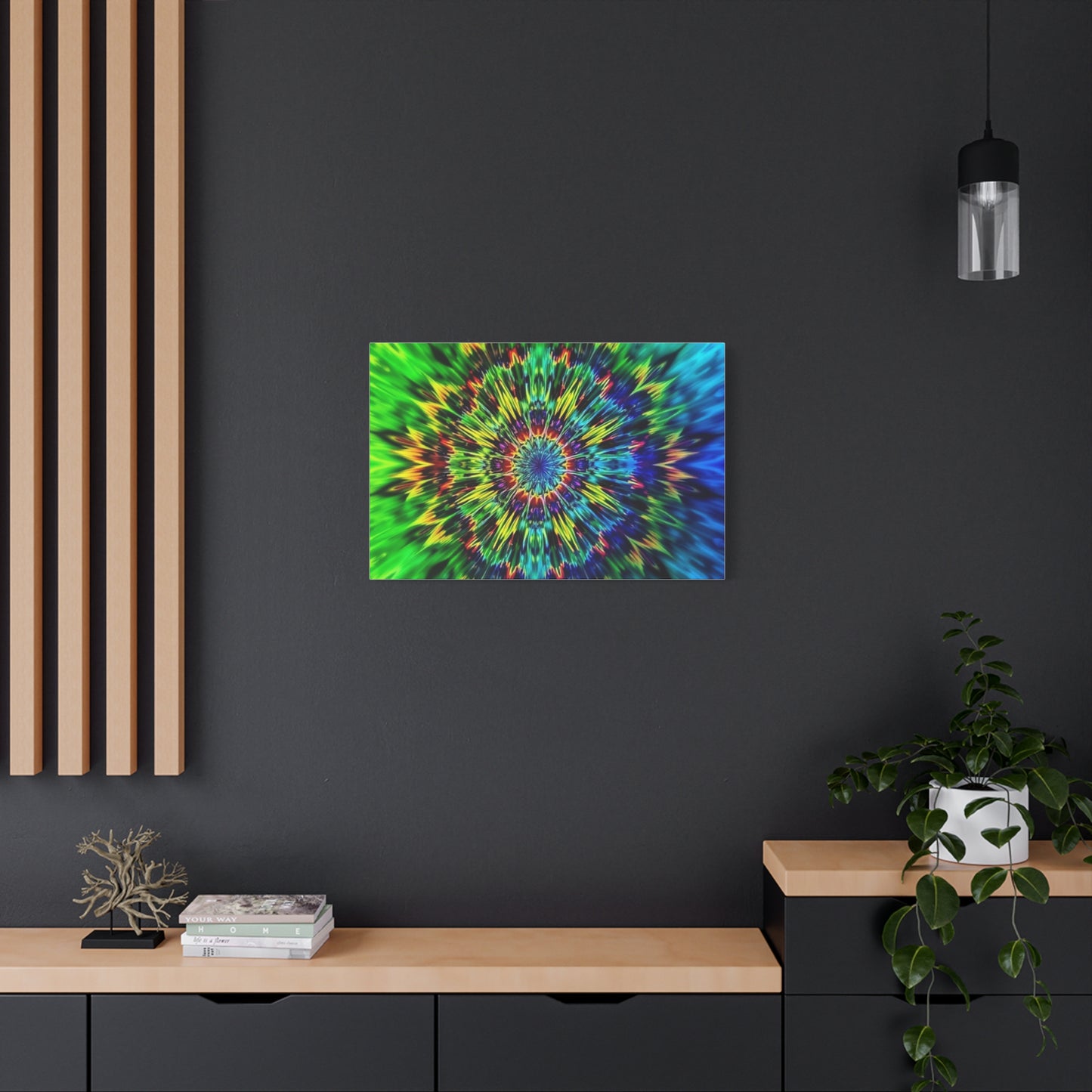Psychedelic Kaleidoscope Matte Canvas Wall Art — Vibrant Mandala Stretched Canvas