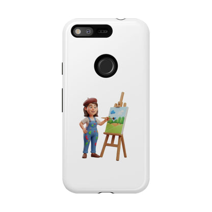 Google Artist Painting Phone Case — Cute Female Painter Illustration Phone Cover