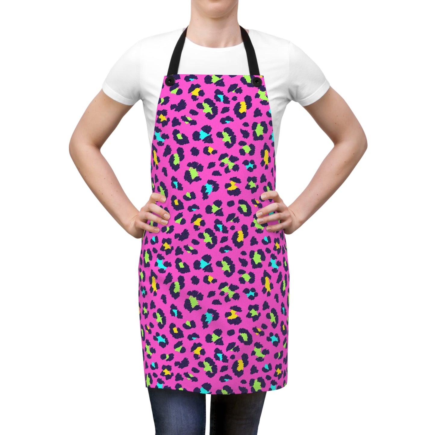 Bright Pink Neon Leopard Print Apron