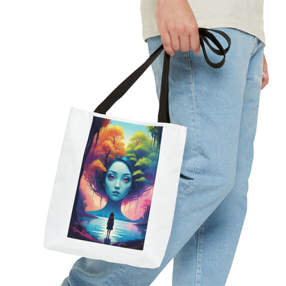 Dreamscape Portrait Tote Bag — Surreal Forest Girl Art