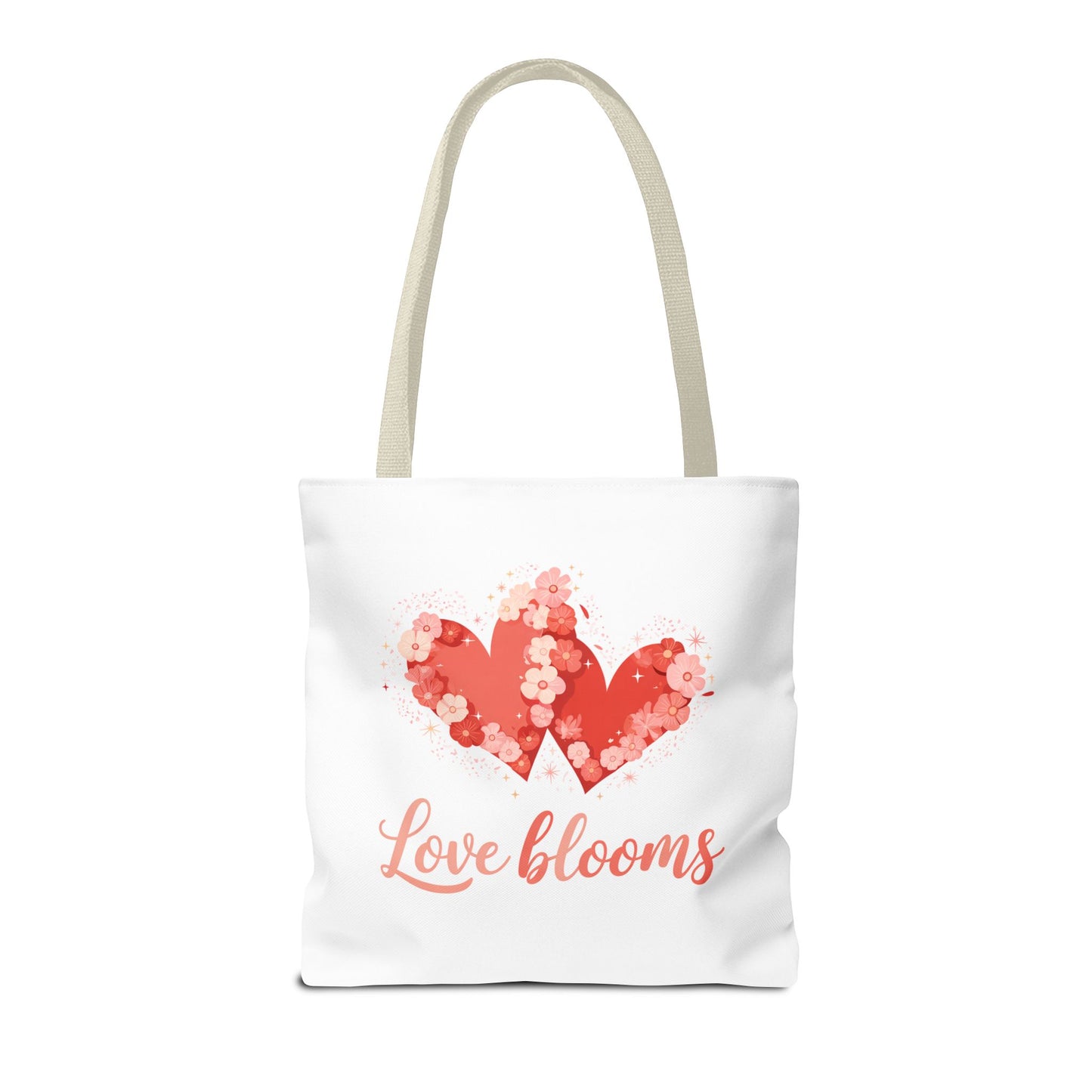 Love Blooms Heart Tote Bag — Floral Valentine Canvas Tote