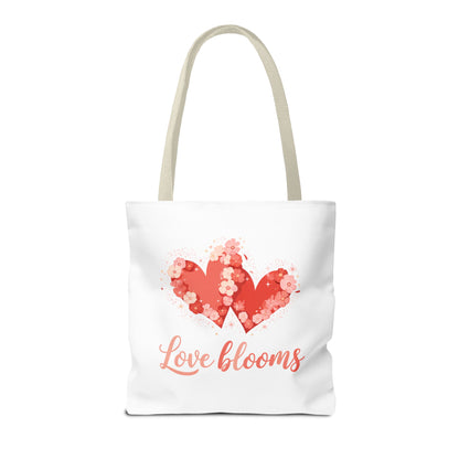 Love Blooms Heart Tote Bag — Floral Valentine Canvas Tote