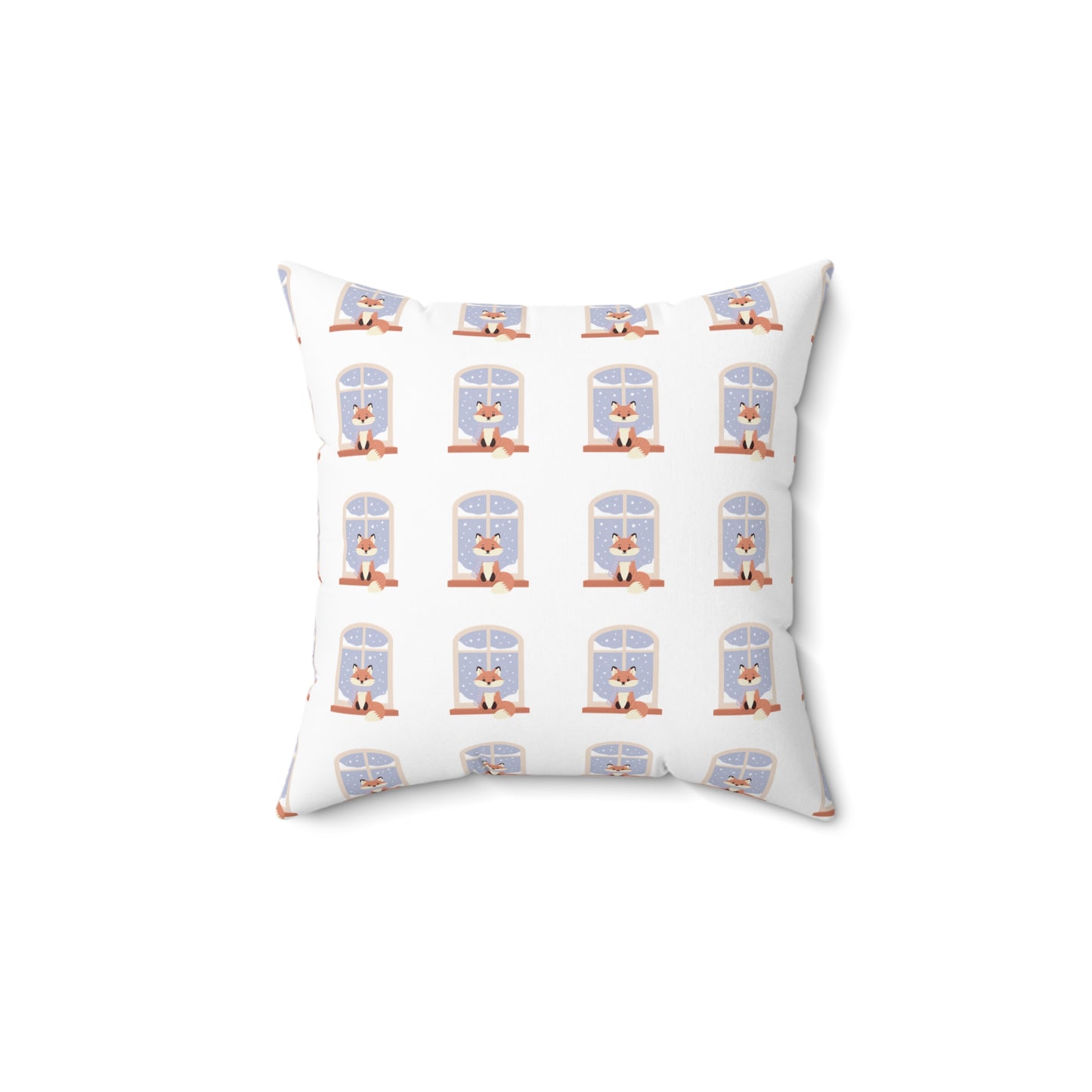 Cozy Window Cat Pattern Pillow — Winter Cat Decorative Throw