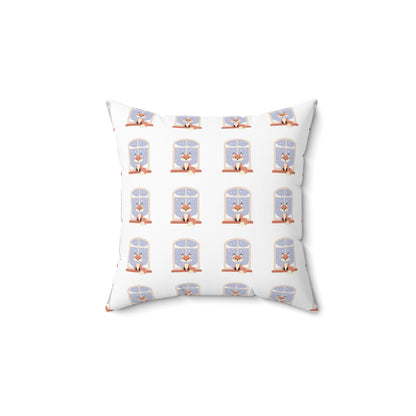 Cozy Window Cat Pattern Pillow — Winter Cat Decorative Throw