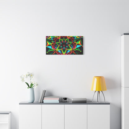 Kaleidoscope Neon Mandala Matte Canvas Wall Art