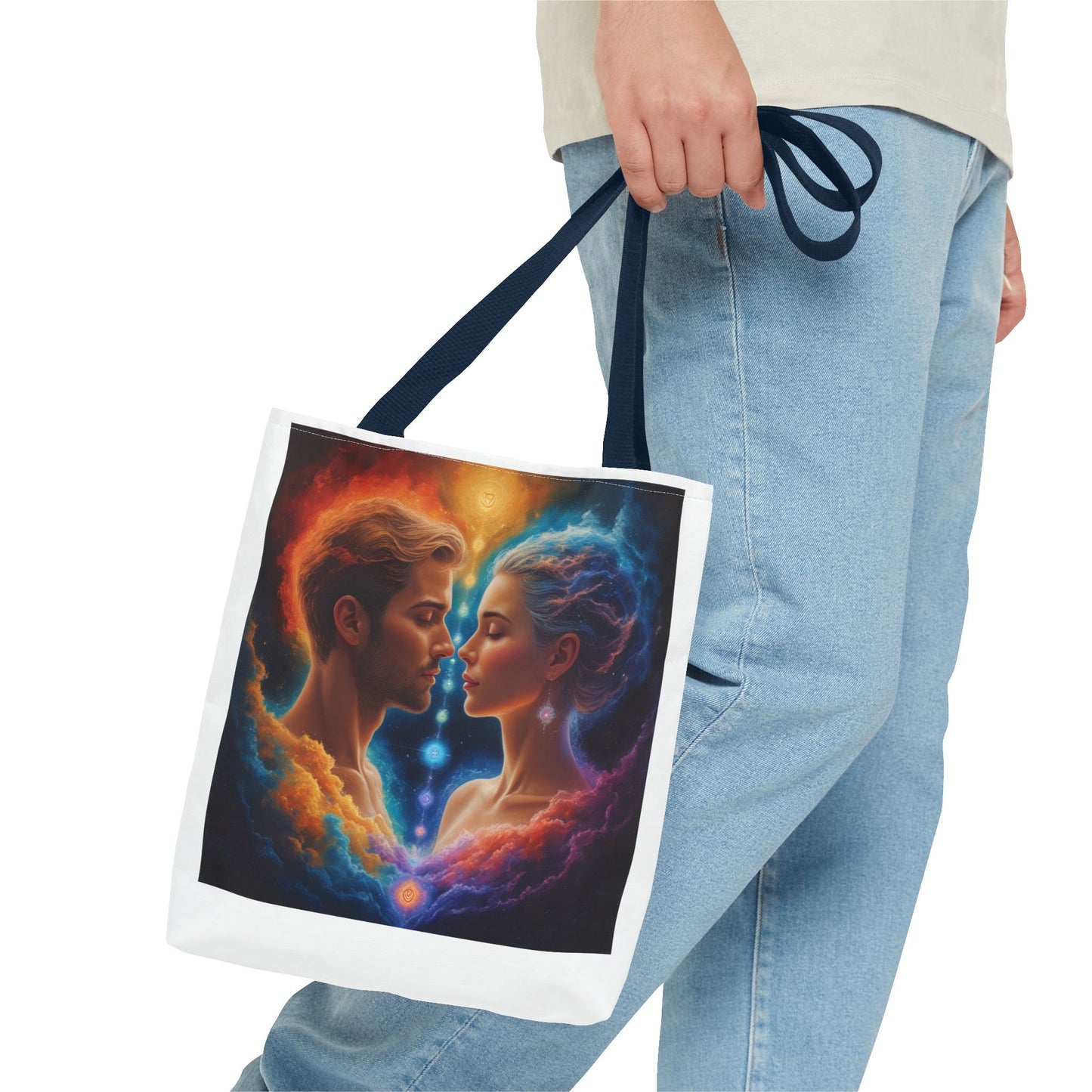 Mystic Soulmates Tote Bag — Celestial Couple Art AOP Tote