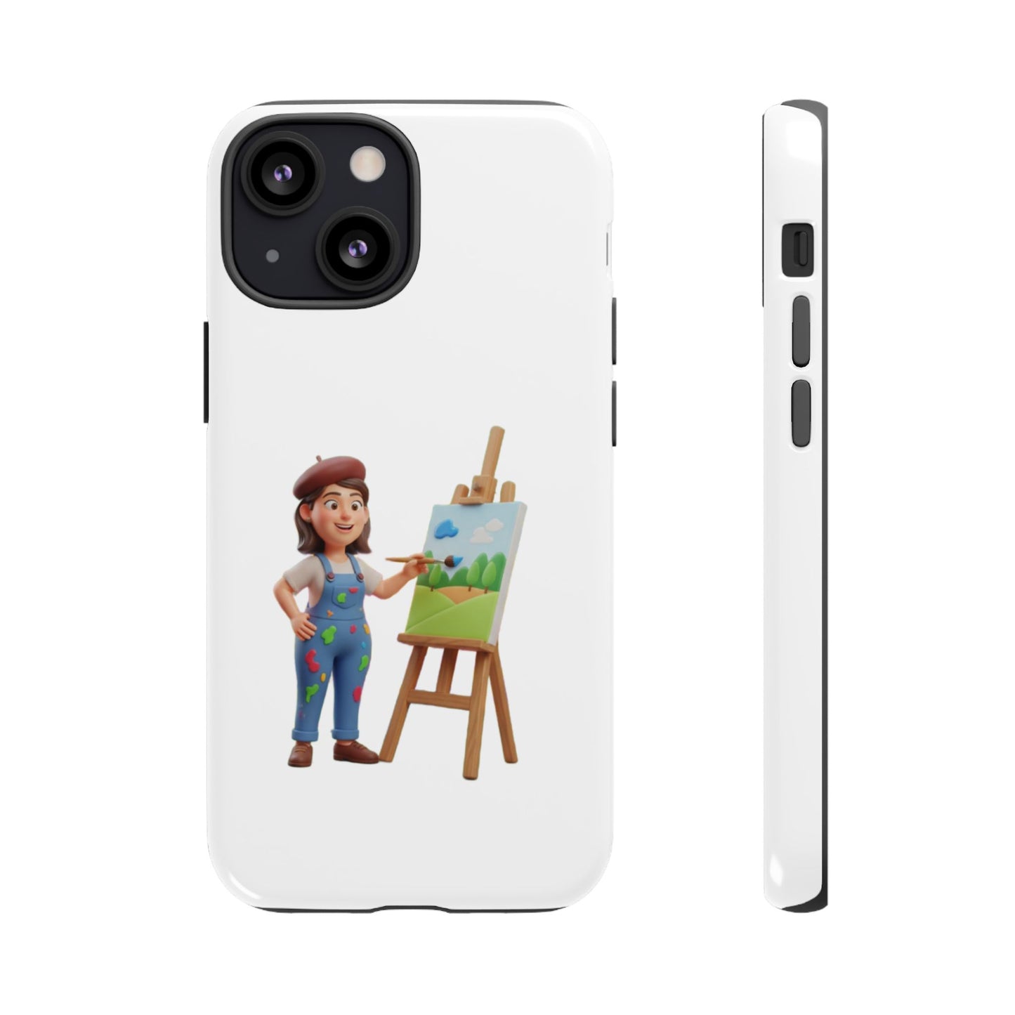 iPhone Artist Painter Phone Case — Cute Female Artist with Easel Protective iPhone Cover