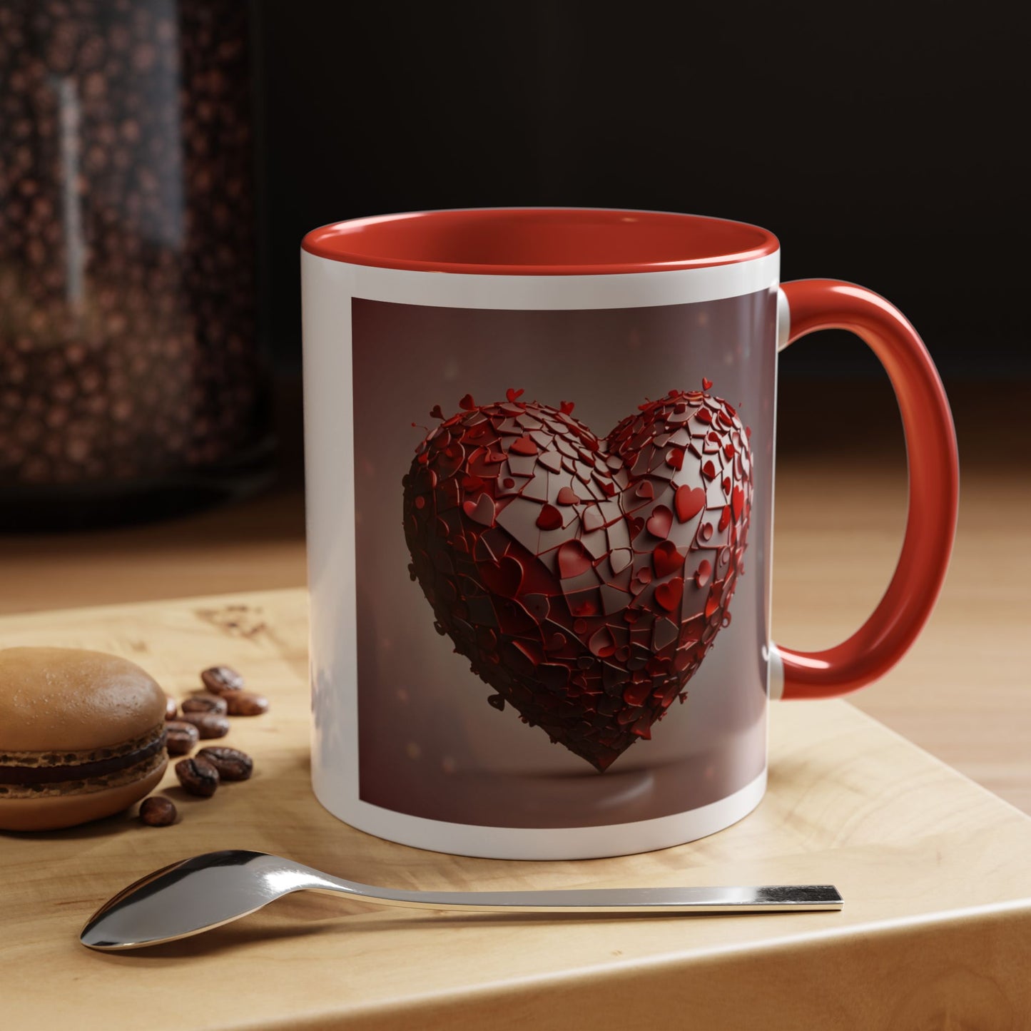 Heart Mosaic Accent Coffee Mug — Romantic Valentine’s Day Gift (11/15 oz)