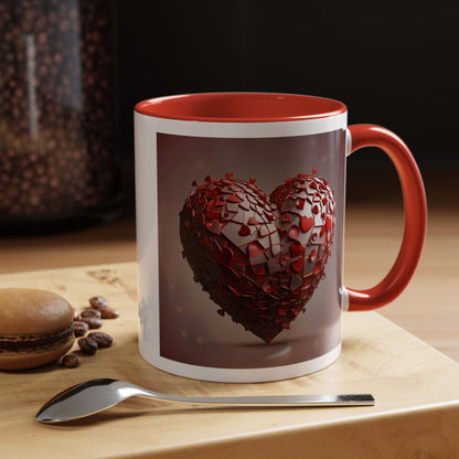 Heart Mosaic Accent Coffee Mug — Romantic Valentine’s Day Gift (11/15 oz)