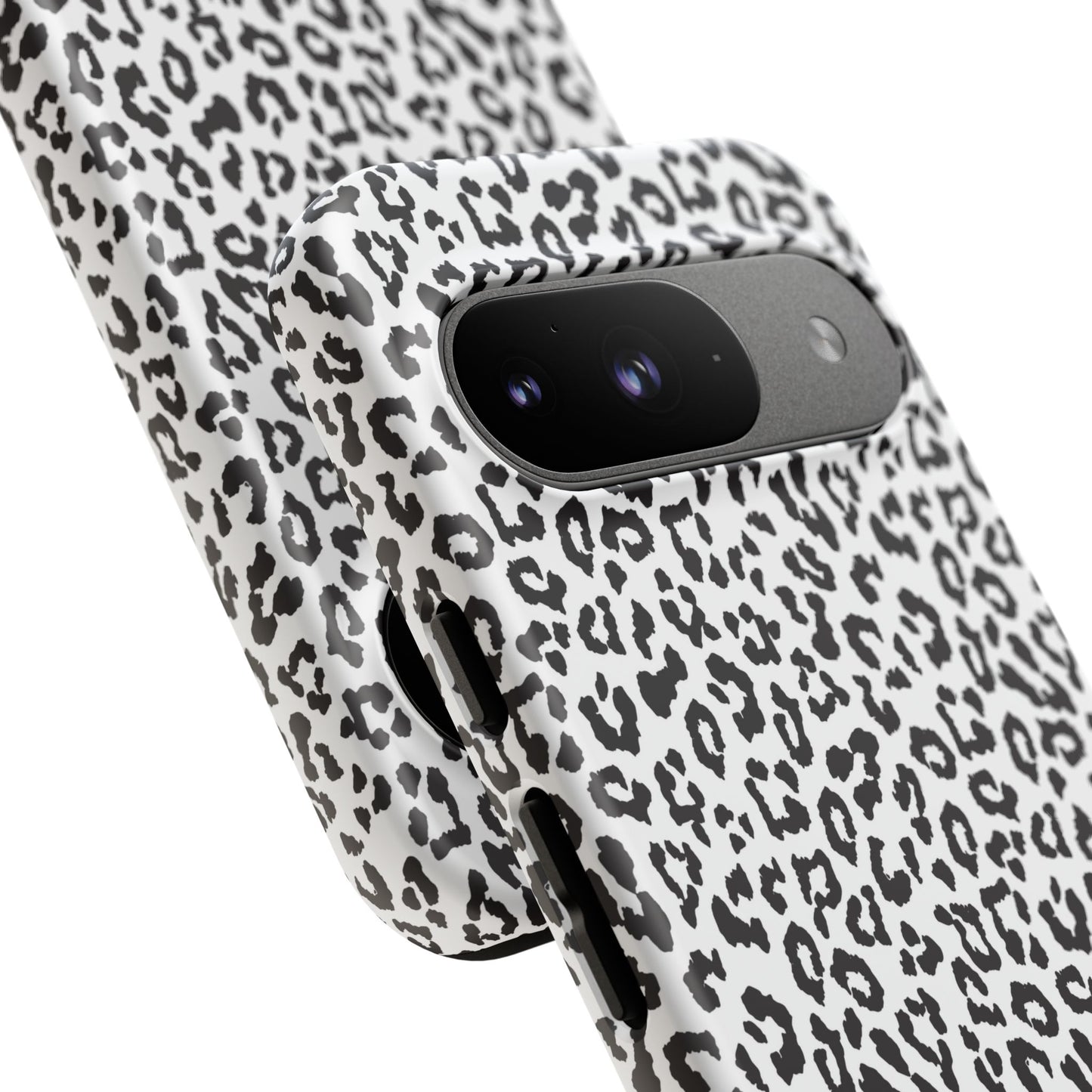 Funda para teléfono con estampado de leopardo de Google: resistente, en blanco y negro