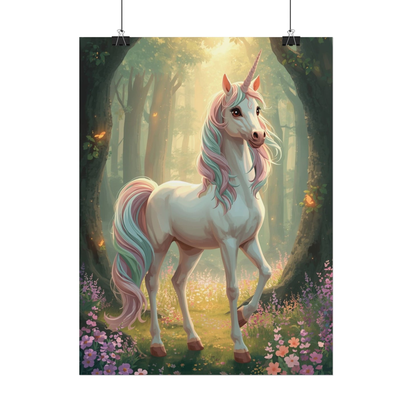 Unicorn Forest Poster — Magical Pastel Unicorn Wall Art