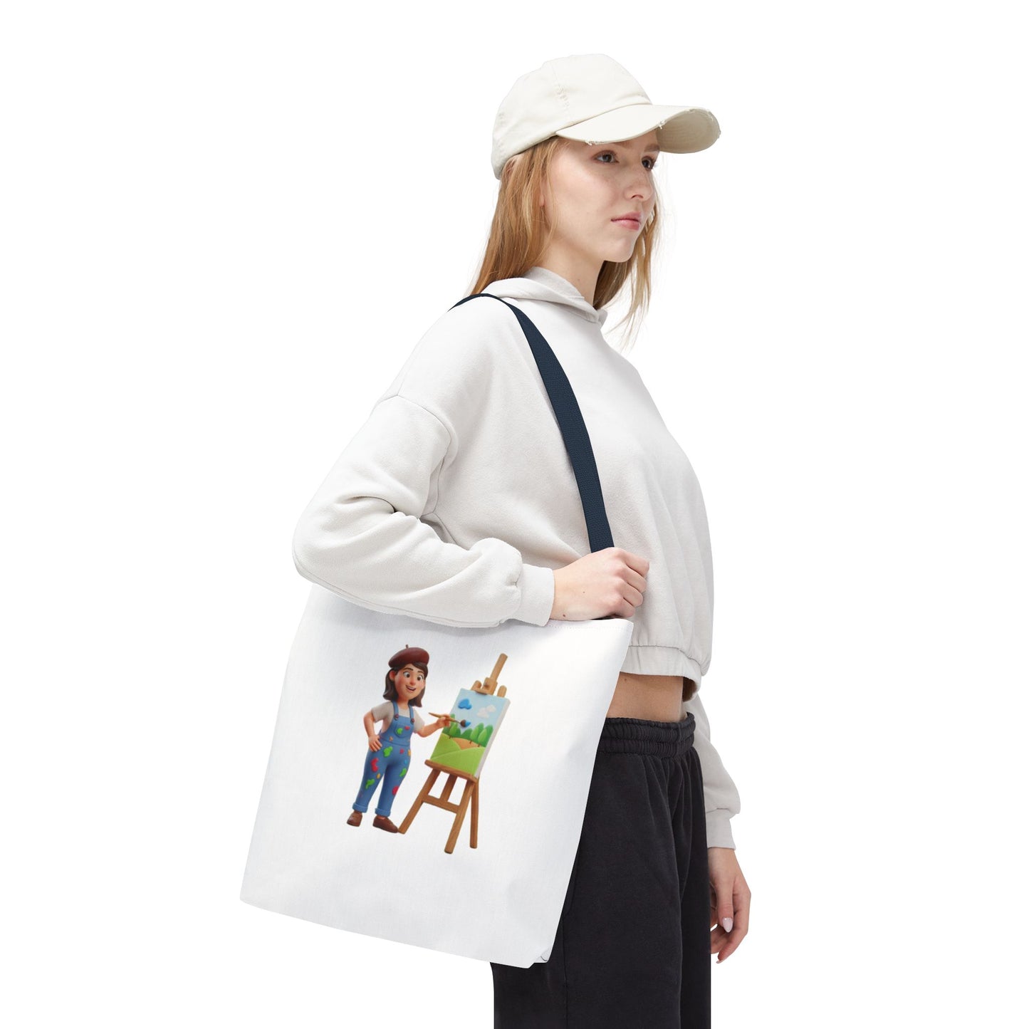 Artist Tote Bag — Painter with Easel Illustrated AOP Tote