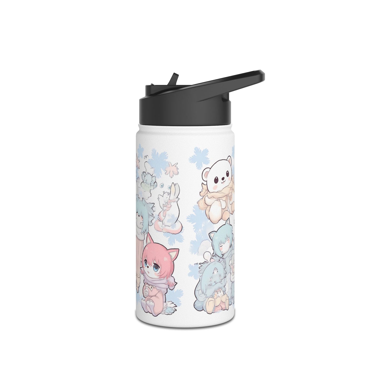 Wasserflasche aus Edelstahl mit niedlichen Kawaii-Wintermotiven
