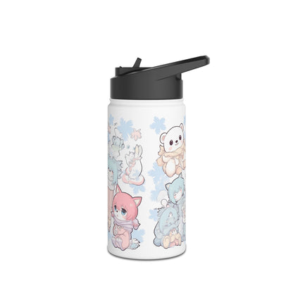 Wasserflasche aus Edelstahl mit niedlichen Kawaii-Wintermotiven