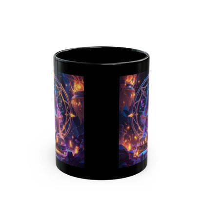 Taza negra de meditación mística — Arte de altar de la diosa bruja (325 ml/440 ml)