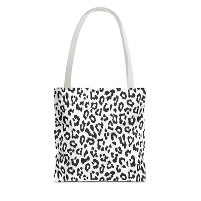 Leopard Print Tote Bag — Black & White All-Over-Print Shopper
