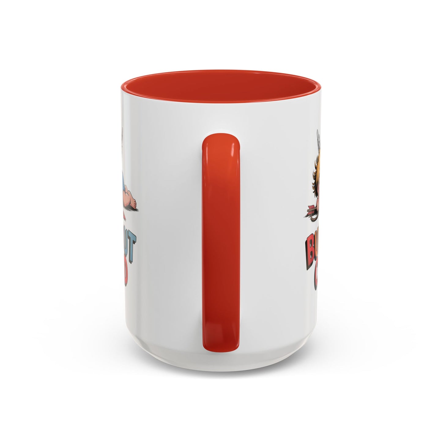 Burnout Cupid Coffee Mug — Cute Tired Cupid Accent Mug (11/15 oz)
