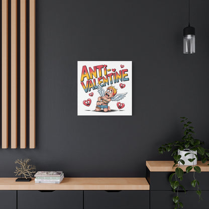Anti-Valentine Canvas Wall Art — Funny Anti Cupid Stretched Matte Print