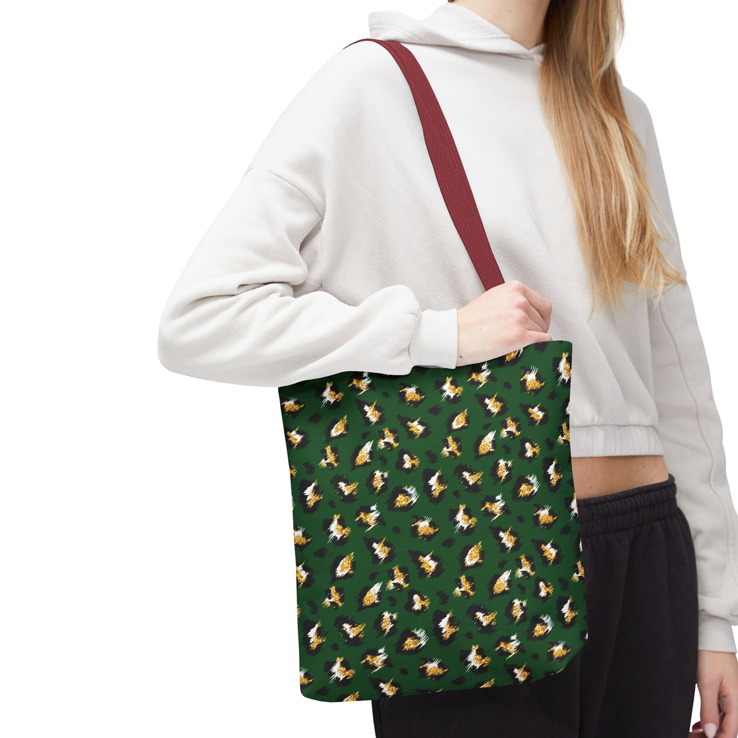 Green Leopard Print Tote Bag – Patterned All-Over-Print Shopper