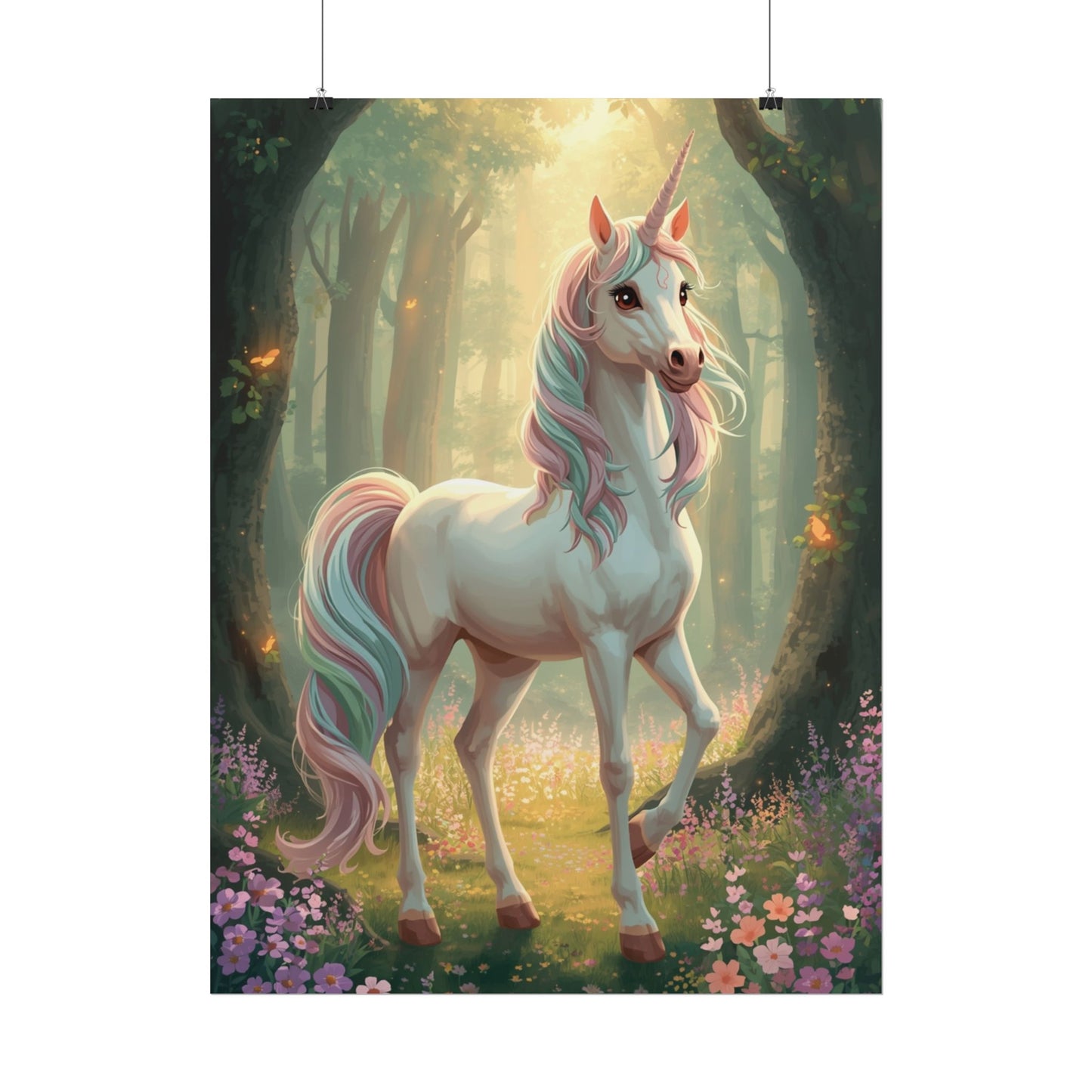 Unicorn Forest Poster — Magical Pastel Unicorn Wall Art