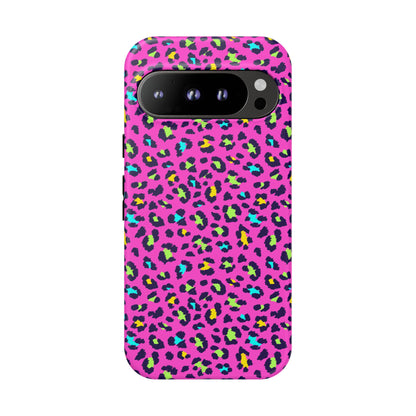 Funda resistente para teléfono Google Pink Neon Leopard: protector con estampado animal brillante