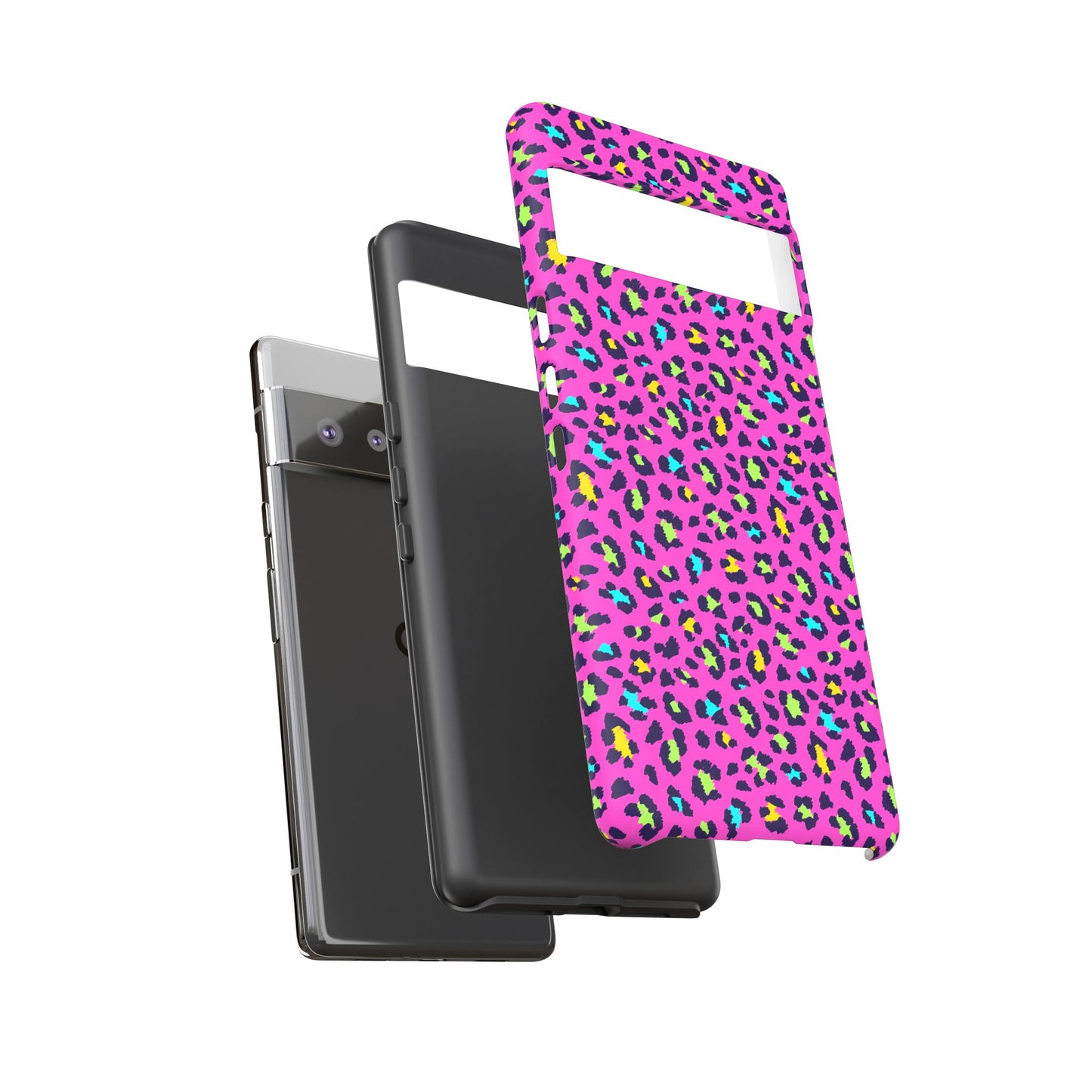 Funda resistente para teléfono Google Pink Neon Leopard: protector con estampado animal brillante