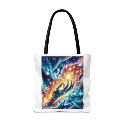Cosmic Hands Tote Bag — Vibrant Galaxy Art Tote for Everyday, Beach & Gifts
