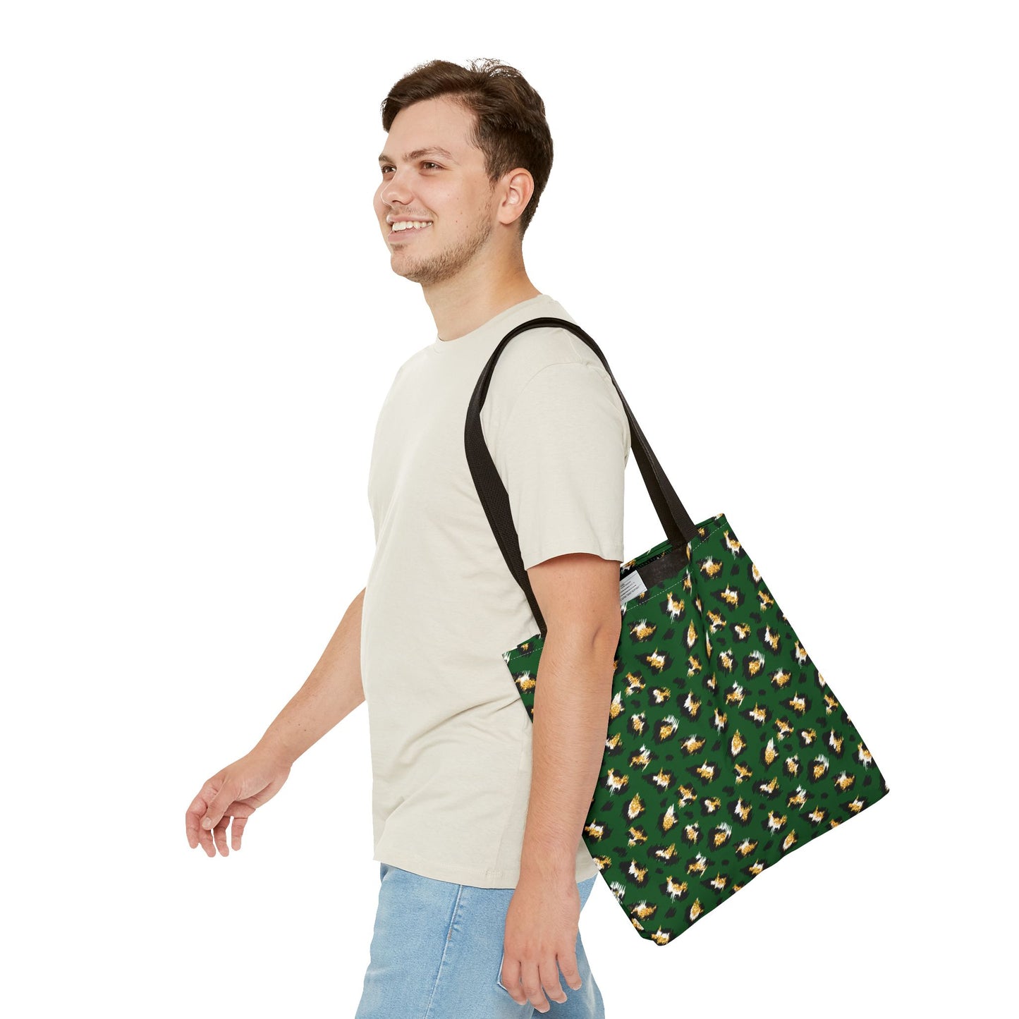 Green Leopard Print Tote Bag – Patterned All-Over-Print Shopper