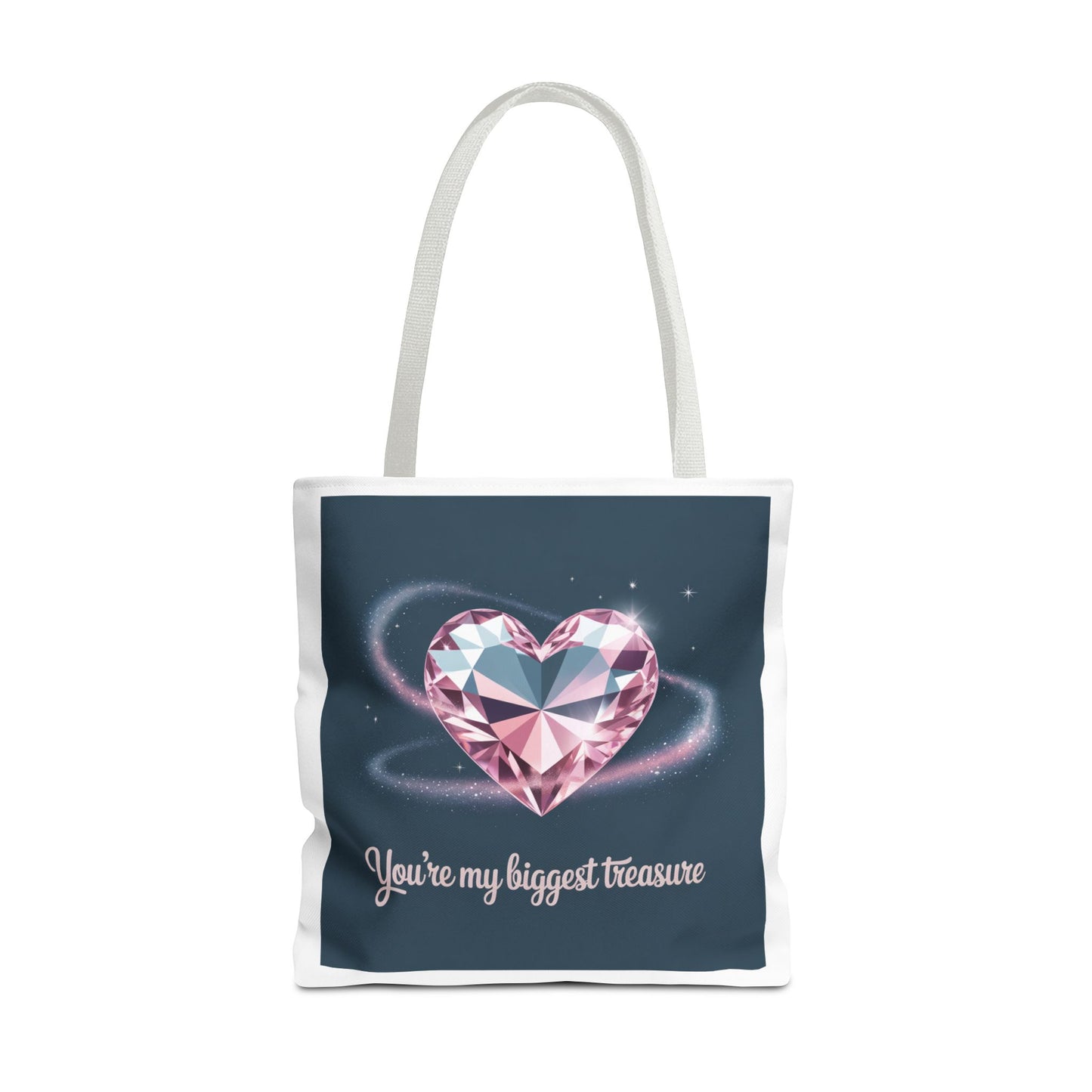 Heart Gem Tote Bag — "You're My Biggest Treasure" Romantic Gemstone Tote