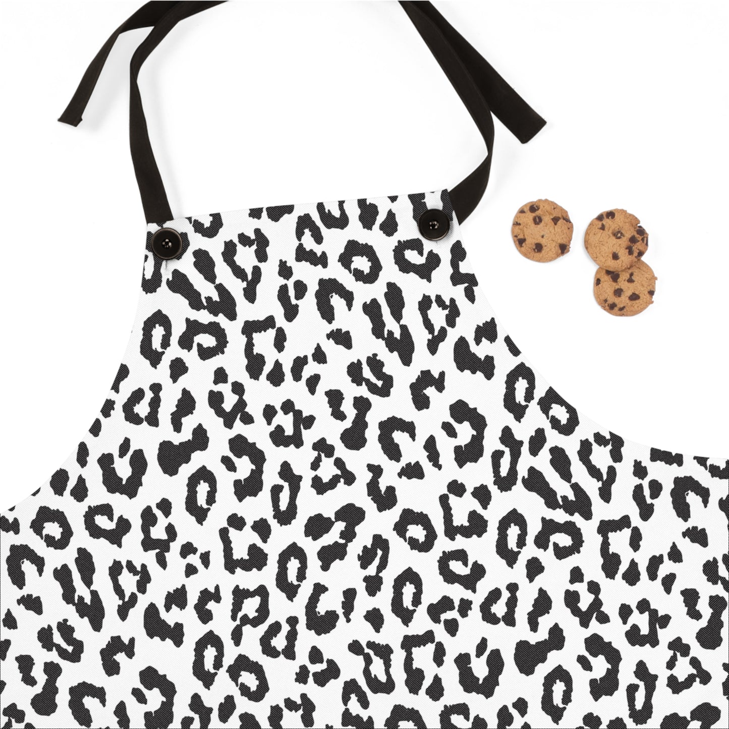 Black & White Leopard Print Apron — Stylish Animal-Print Kitchen Apron