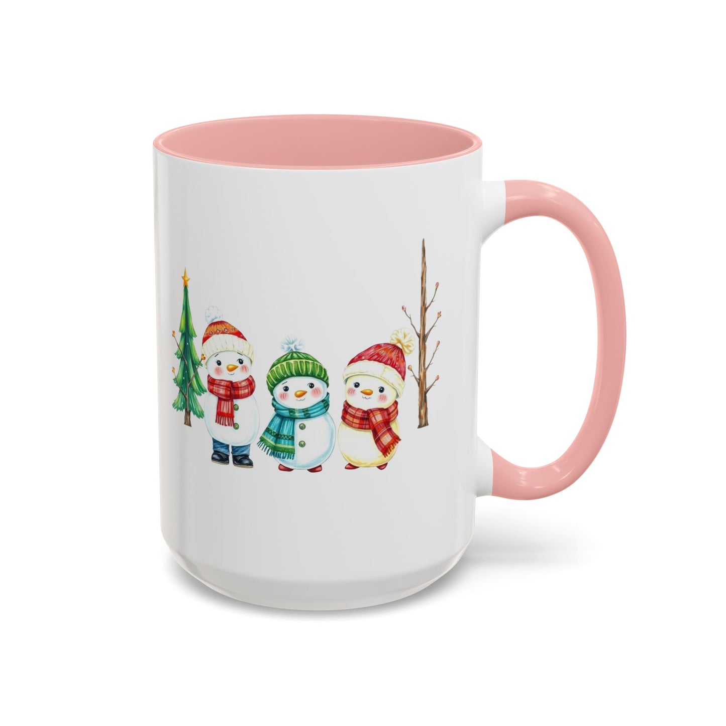Christmas Snowman Mug — Cute Holiday Coffee Cup with Festive Tree & Snowmen (11/15oz)