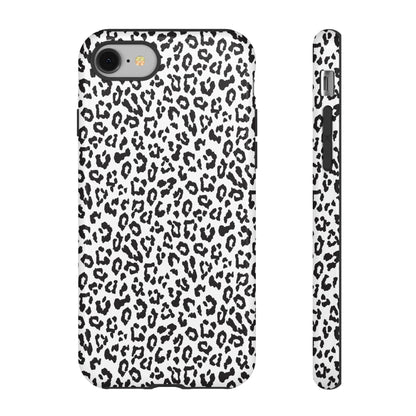 iPhone Leopard Print Tough Phone Case - Black & White Protective Cover