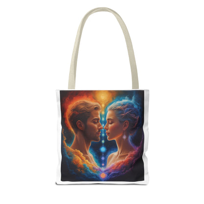 Mystic Soulmates Tote Bag — Celestial Couple Art AOP Tote