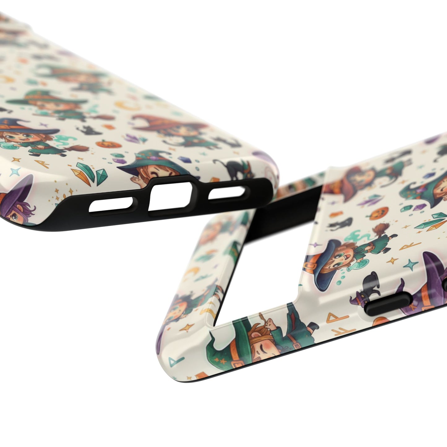 Google Phone - Cute Halloween Witch Phone Case – Cartoon Witches, Black Cats & Pumpkins