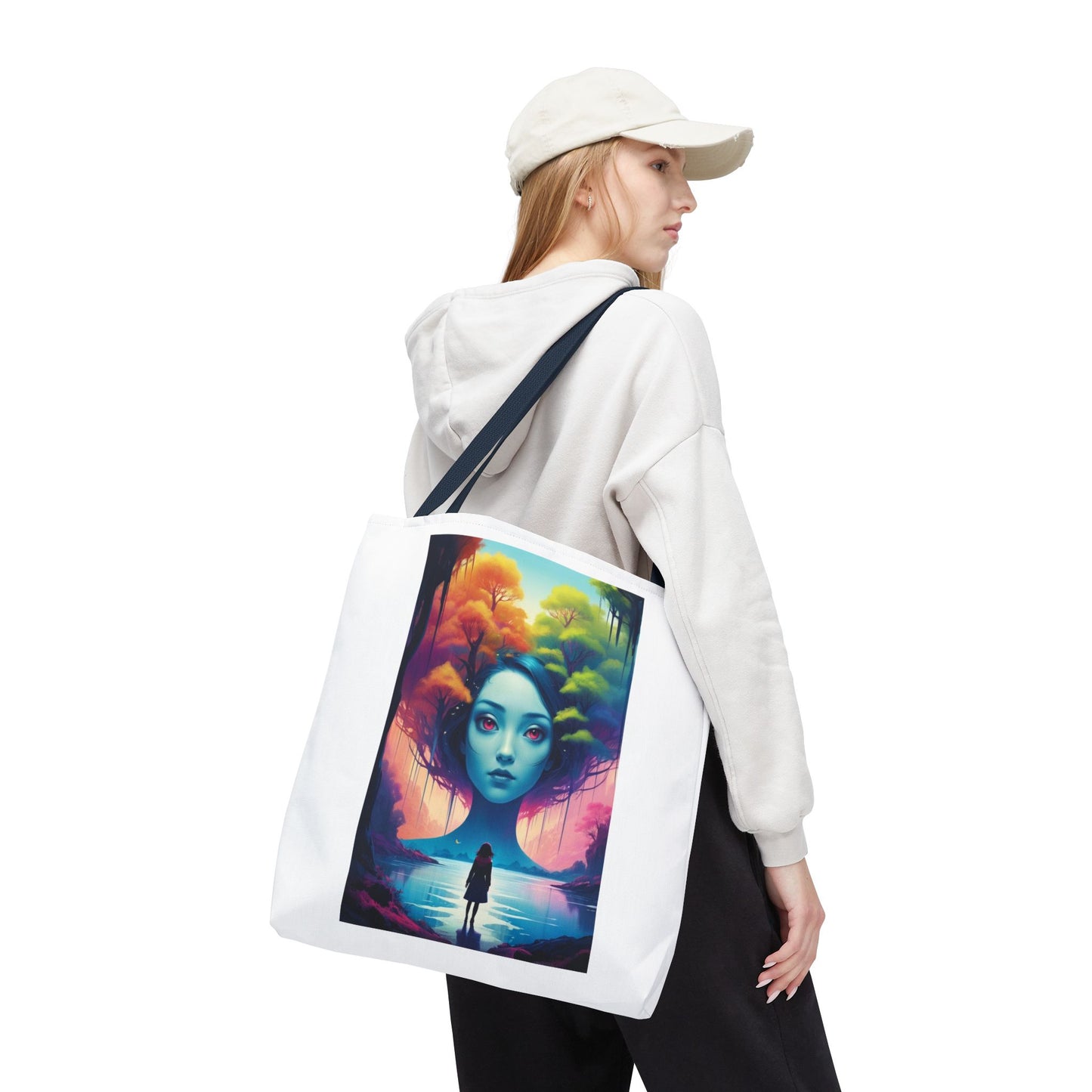 Dreamscape Portrait Tote Bag — Surreal Forest Girl Art