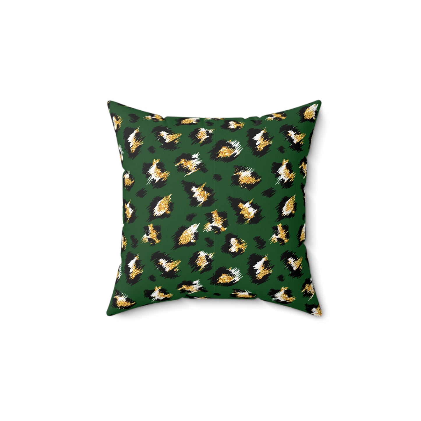 Green Leopard Print Decorative Pillow — Animal Print Accent Cushion