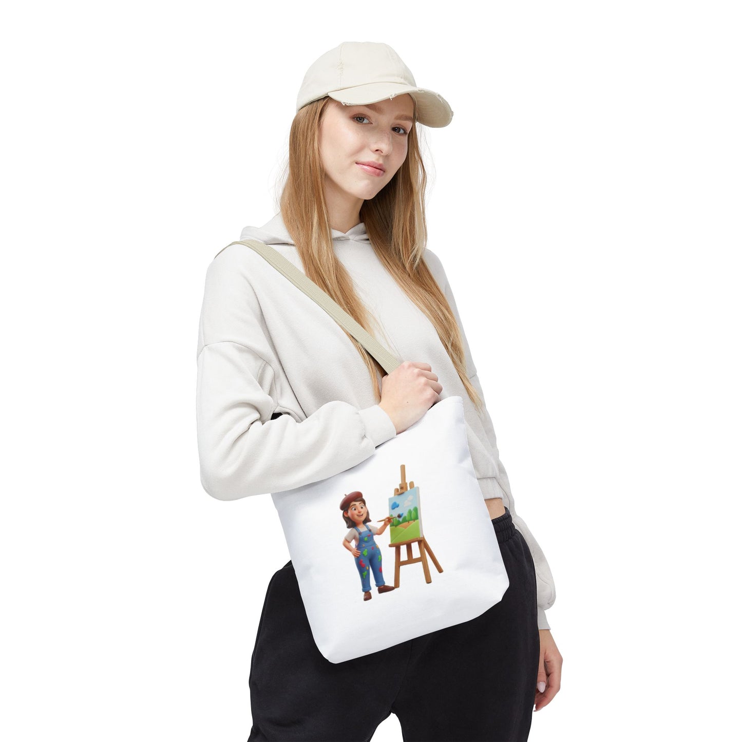 Artist Tote Bag — Painter with Easel Illustrated AOP Tote