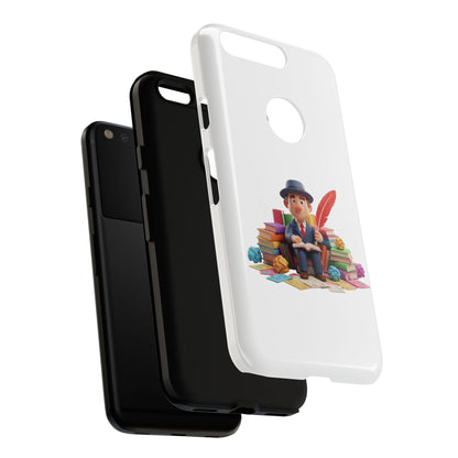 Google Author's Journey Phone Case — Cute Writer Illustration, Books & Quill Protective Cover