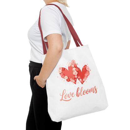 Love Blooms Heart Tote Bag — Floral Valentine Canvas Tote
