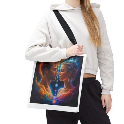 Mystic Soulmates Tote Bag — Celestial Couple Art AOP Tote