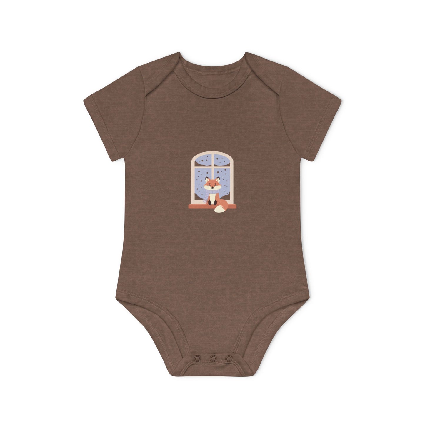 Baby Bodysuit — Cozy Fox by the Window Organic Short Sleeve Baby Onesie