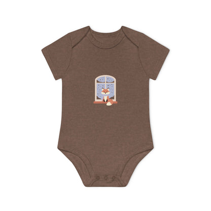 Baby Bodysuit — Cozy Fox by the Window Organic Short Sleeve Baby Onesie