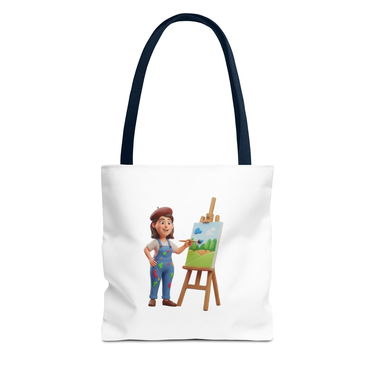 Artist Tote Bag — Painter with Easel Illustrated AOP Tote